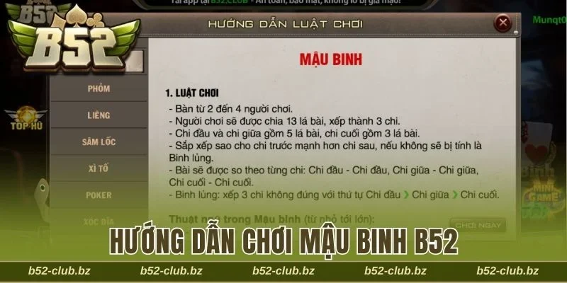 Hướng dẫn chơi Mậu Binh B52 chi tiết nhất cho người mới 